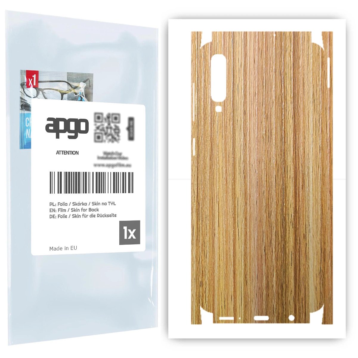 Folia naklejka skórka strukturalna na TYŁ+BOKI do Samsung Galaxy A50 -  Drewno Dąb Miodowy - apgo SKINS