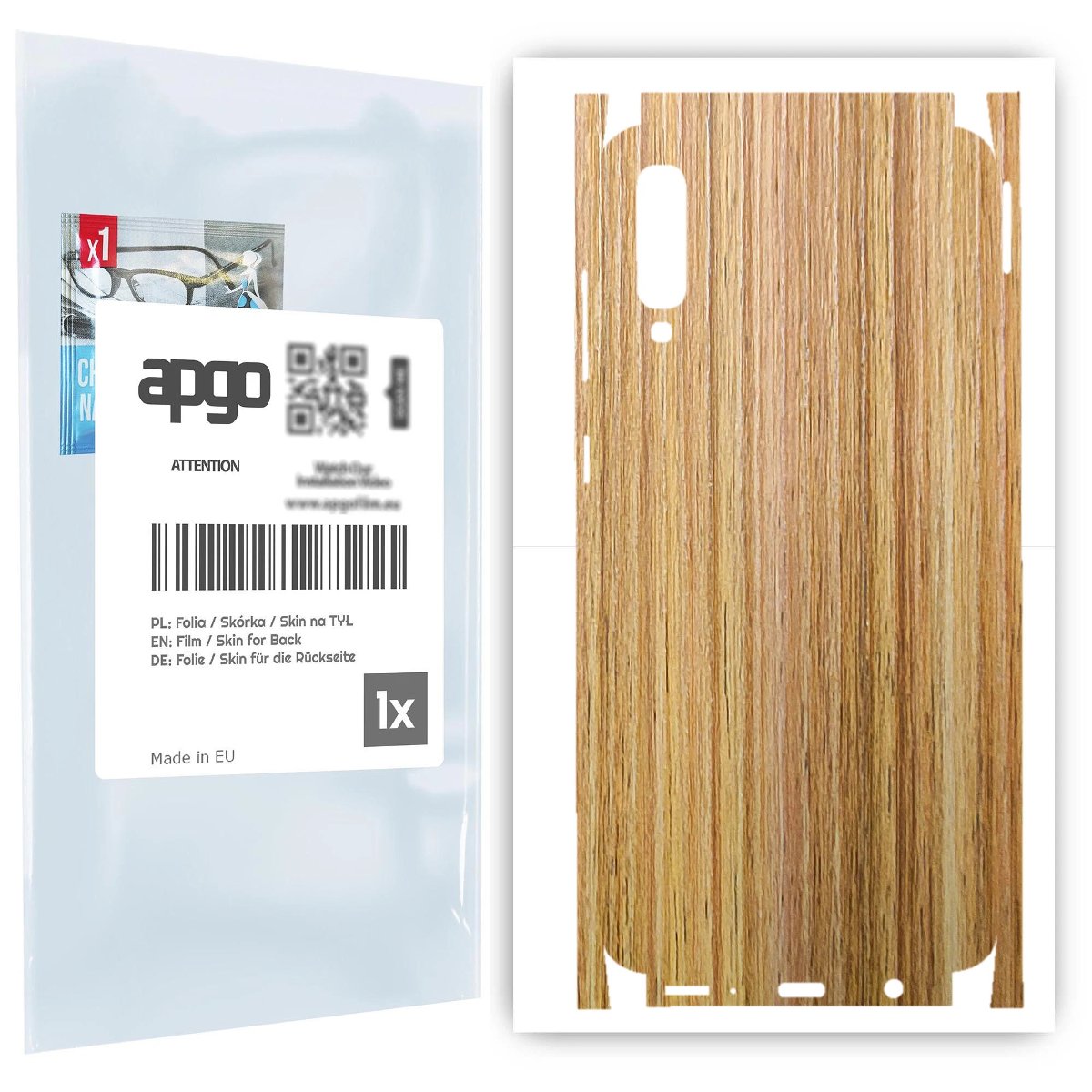 Folia naklejka skórka strukturalna na TYŁ+BOKI do Samsung Galaxy A70 -  Drewno Dąb Miodowy - apgo SKINS