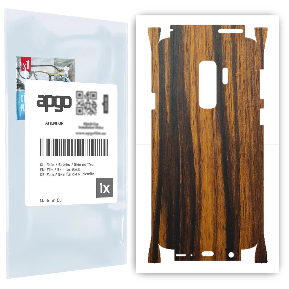 Folia naklejka skórka strukturalna na TYŁ+BOKI do Samsung Galaxy S9+ -  Drewno Tygrysie - apgo SKINS