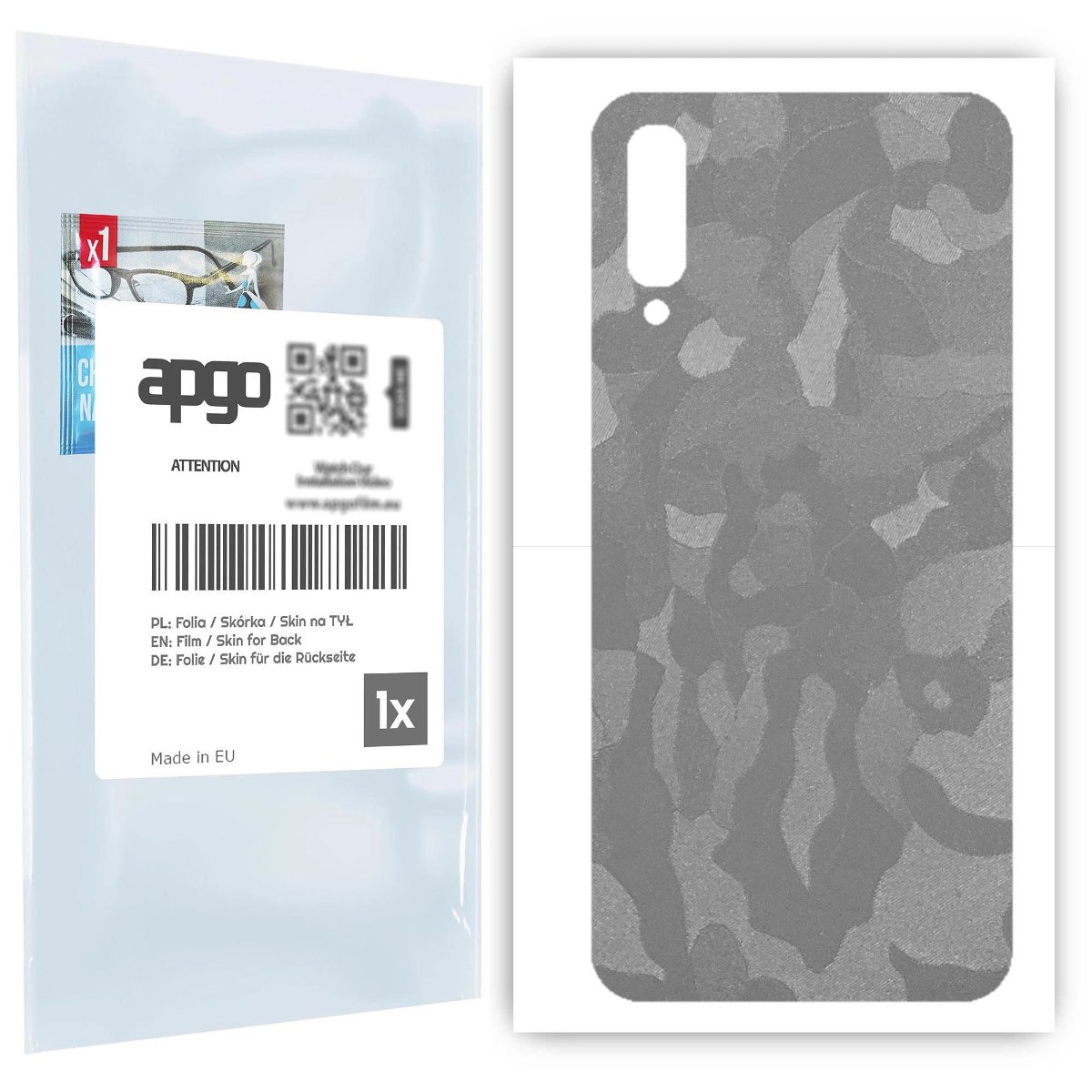Folia naklejka skórka strukturalna na TYŁ do Samsung Galaxy A70 -  Moro | Camo Srebrny - apgo SKINS