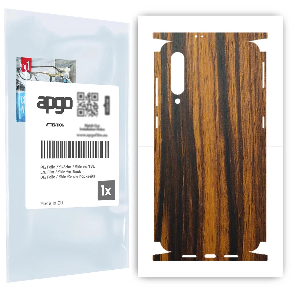 Folia naklejka skórka strukturalna na TYŁ+BOKI do Xiaomi Mi 9 -  Drewno Tygrysie - apgo SKINS