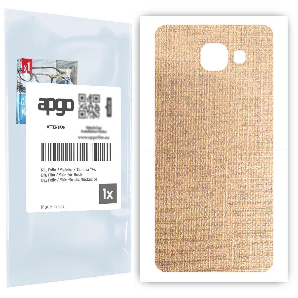 Folia naklejka skórka strukturalna na TYŁ do Samsung Galaxy A5 (2016) -  Tkanina Denim Beżowy - apgo SKINS