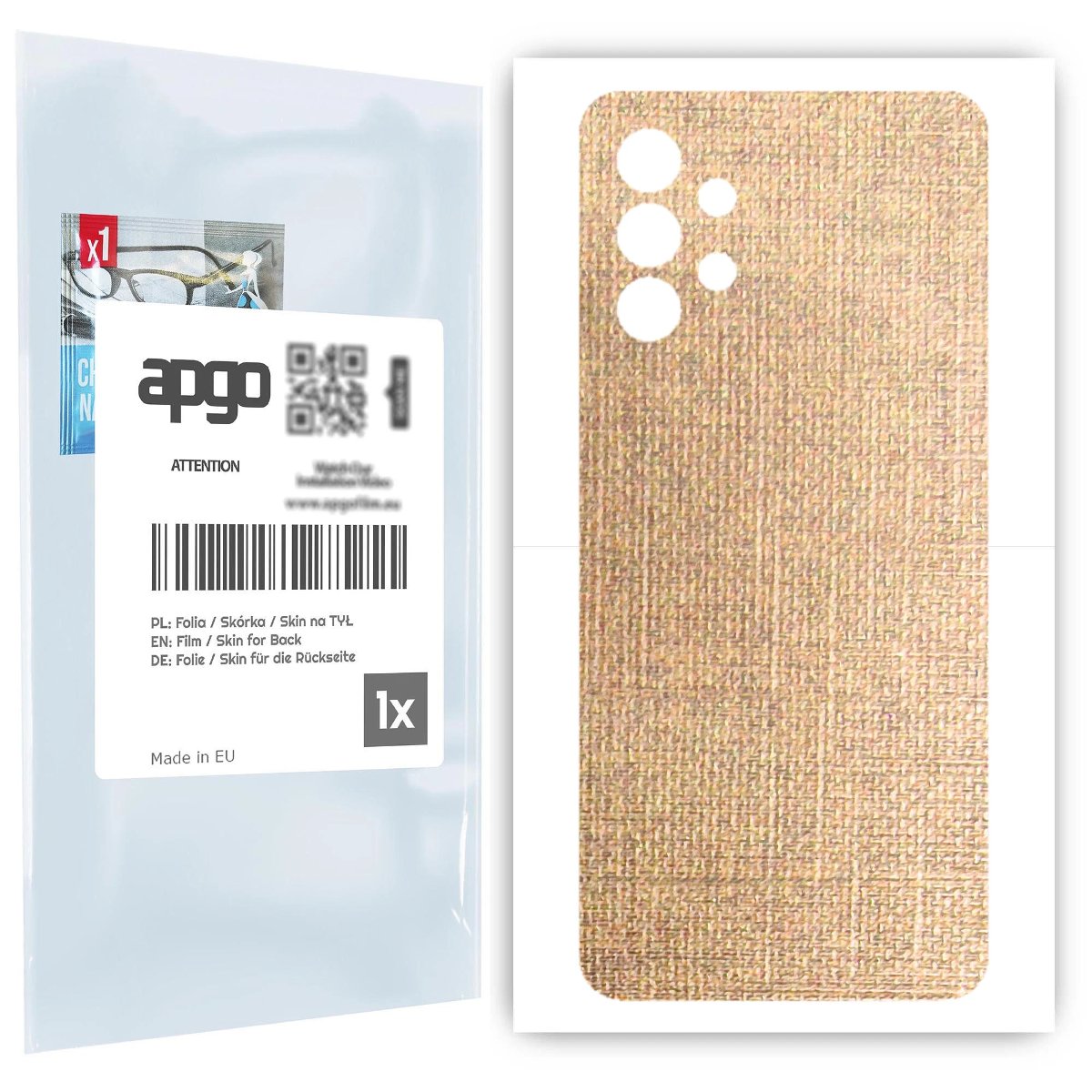 Folia naklejka skórka strukturalna na TYŁ do Samsung Galaxy A32 4G -  Tkanina Denim Beżowy - apgo SKINS