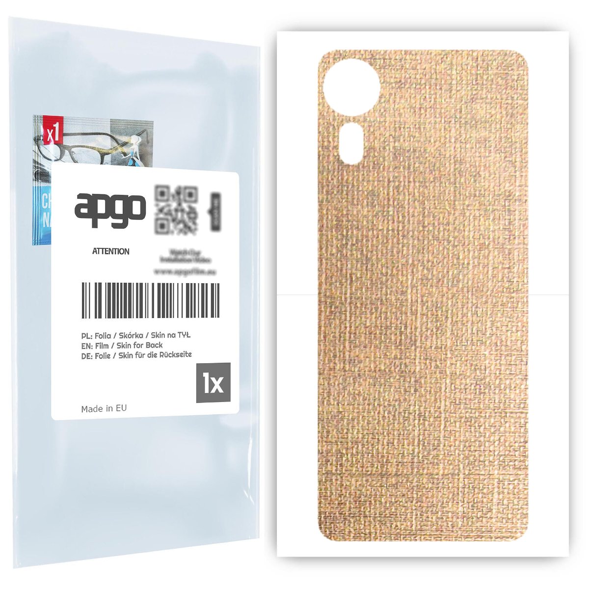 Folia naklejka skórka strukturalna na TYŁ do Samsung Galaxy XCover 5 -  Tkanina Denim Beżowy - apgo SKINS