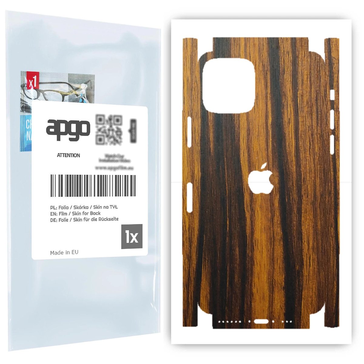 Folia naklejka skórka strukturalna na TYŁ+BOKI do Apple iPhone 11 Pro -  Drewno Tygrysie - apgo SKINS
