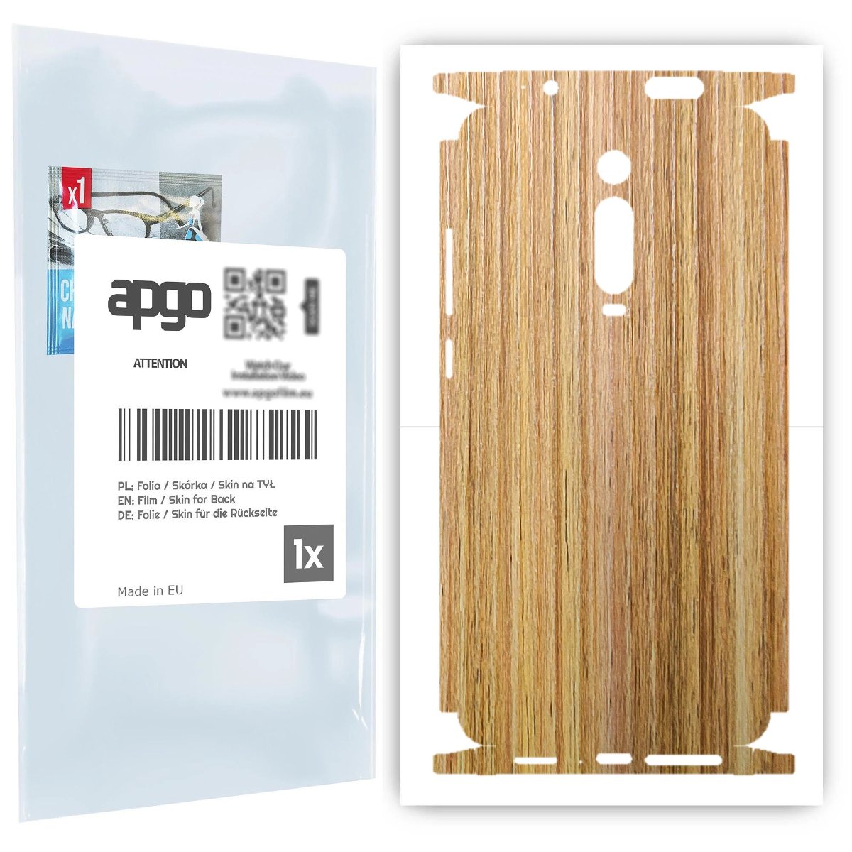 Folia naklejka skórka strukturalna na TYŁ+BOKI do Xiaomi Mi 9T Pro -  Drewno Dąb Miodowy - apgo SKINS