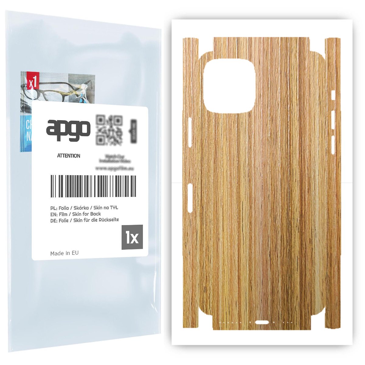 Folia naklejka skórka strukturalna na TYŁ+BOKI do Apple iPhone 11 Pro -  Drewno Dąb Miodowy - apgo SKINS