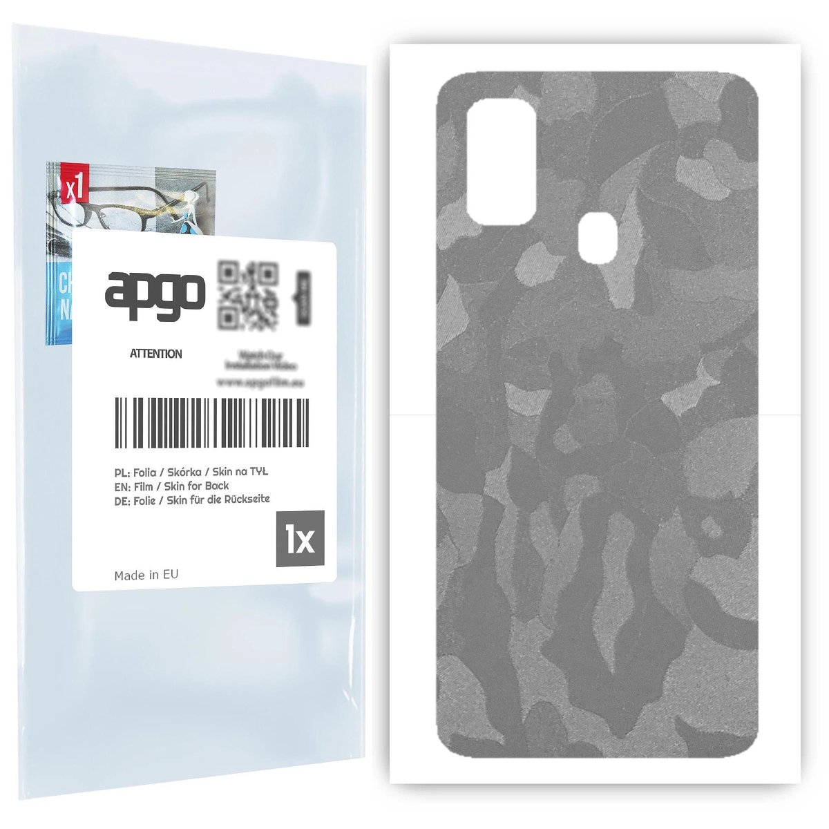 Folia naklejka skórka strukturalna na TYŁ do Samsung Galaxy M21 -  Moro | Camo Srebrny - apgo SKINS