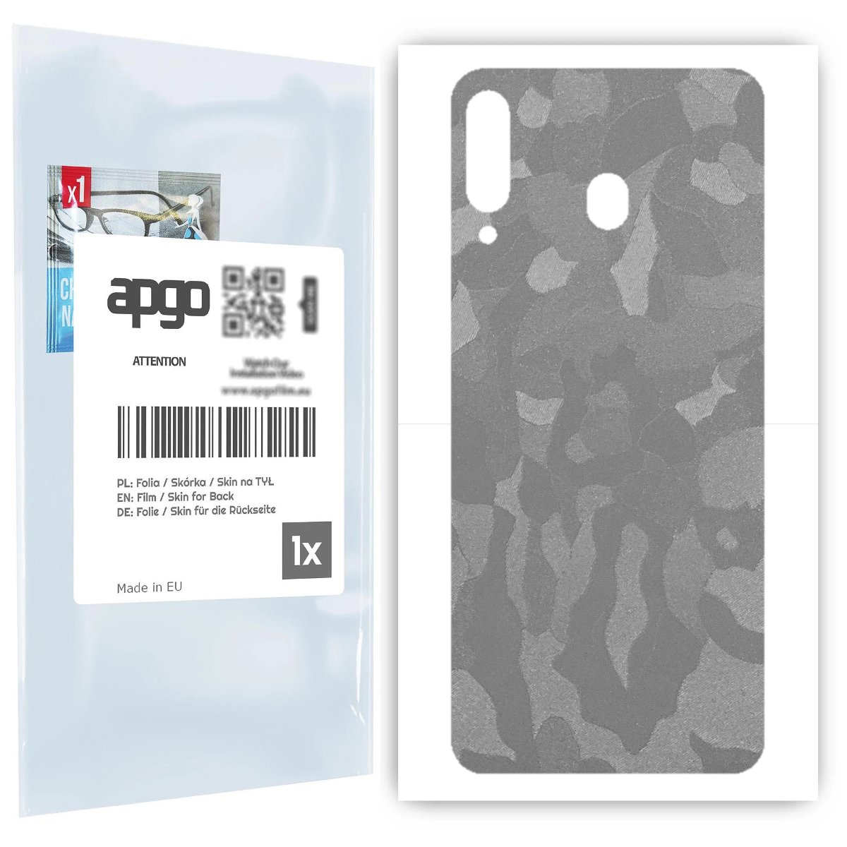 Folia naklejka skórka strukturalna na TYŁ do Samsung Galaxy M30 A40s -  Moro | Camo Srebrny - apgo SKINS