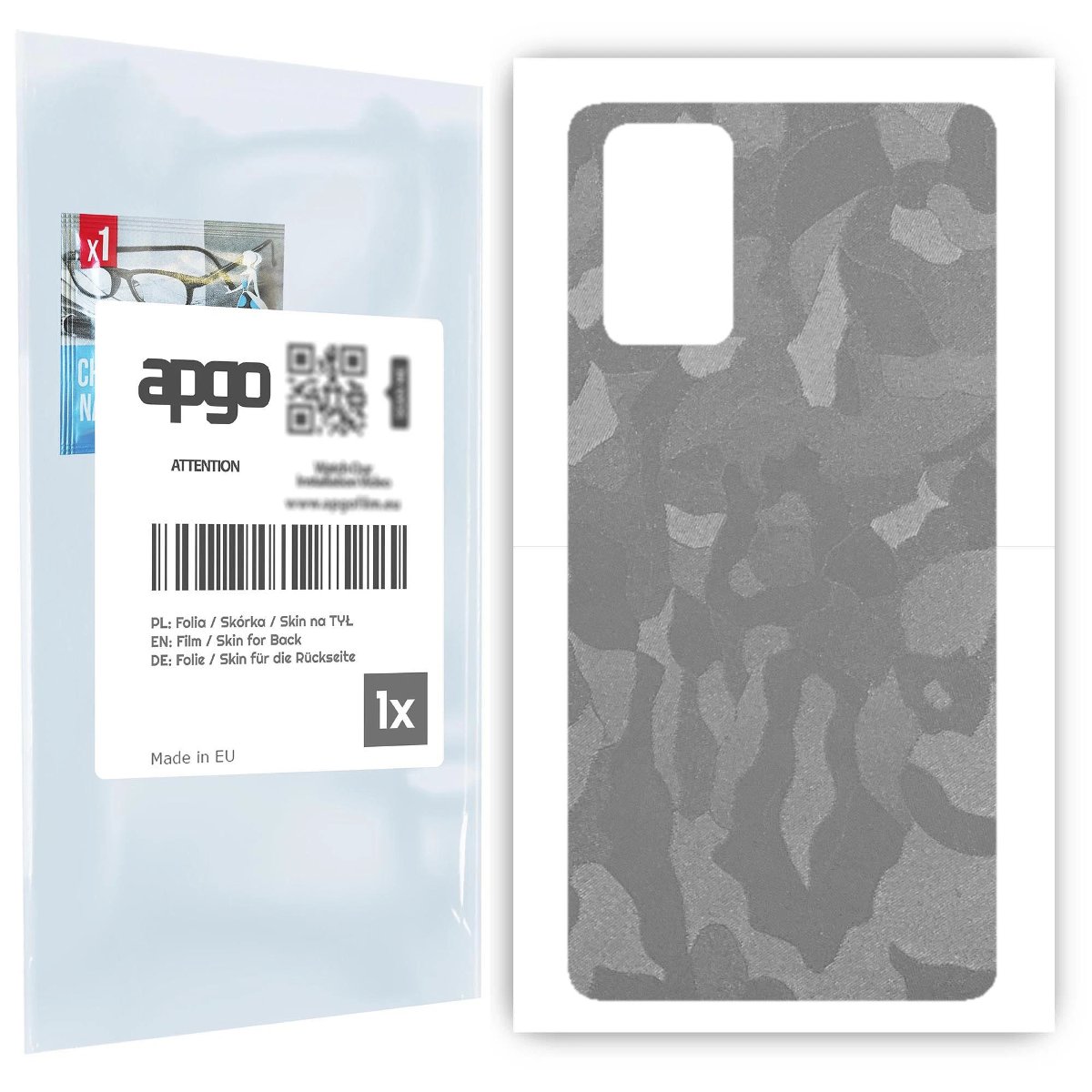 Folia naklejka skórka strukturalna na TYŁ do Samsung Galaxy Note 20 -  Moro | Camo Srebrny - apgo SKINS