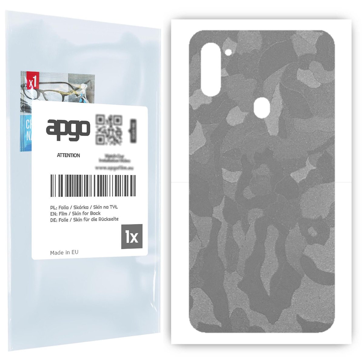 Folia naklejka skórka strukturalna na TYŁ do Samsung Galaxy M11 -  Moro | Camo Srebrny - apgo SKINS