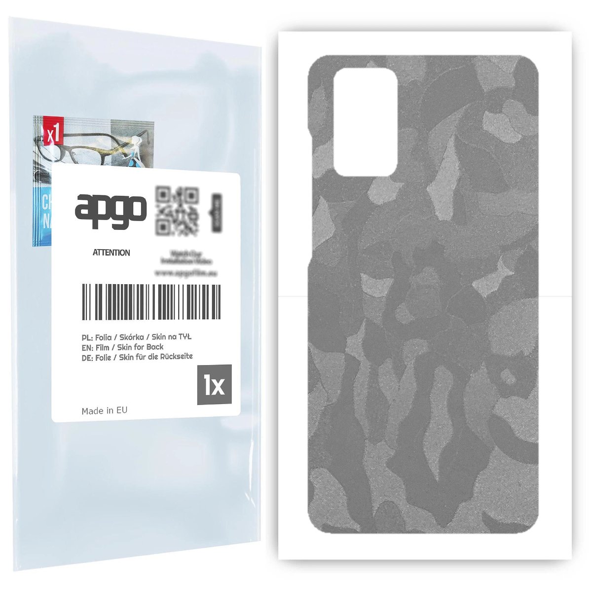 Folia naklejka skórka strukturalna na TYŁ do Samsung Galaxy S20+ -  Moro | Camo Srebrny - apgo SKINS