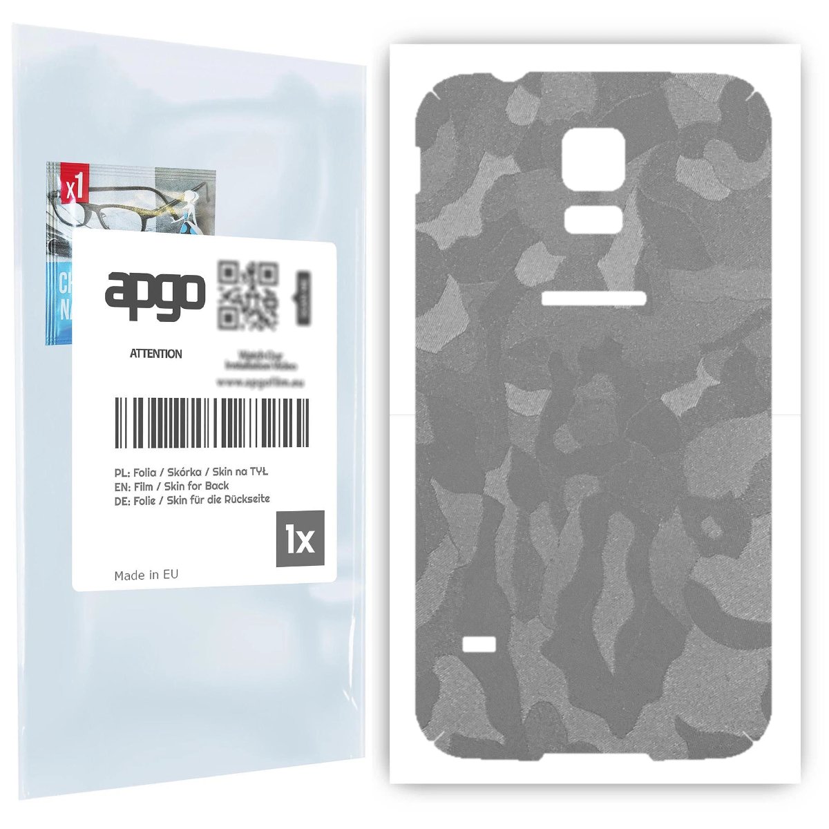 Folia naklejka skórka strukturalna na TYŁ do Samsung Galaxy S5 SM-G900F -  Moro | Camo Srebrny - apgo SKINS