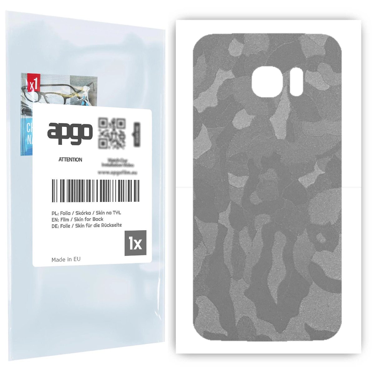 Folia naklejka skórka strukturalna na TYŁ do Samsung Galaxy S7 edge -  Moro | Camo Srebrny - apgo SKINS
