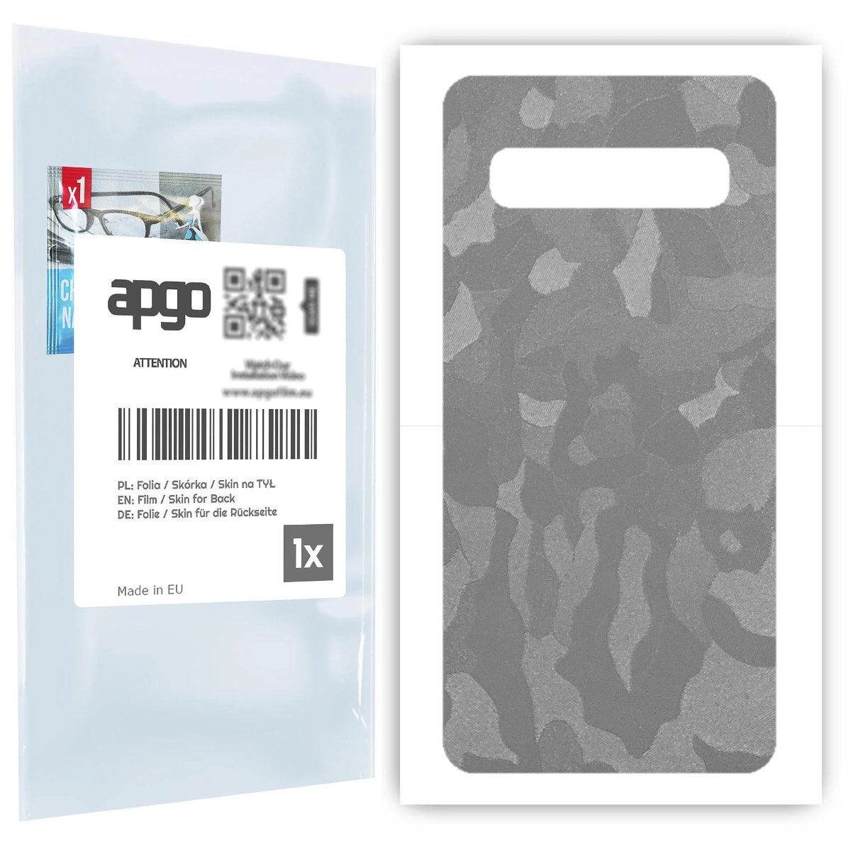Folia naklejka skórka strukturalna na TYŁ do Samsung Galaxy S10 5G -  Moro | Camo Srebrny - apgo SKINS
