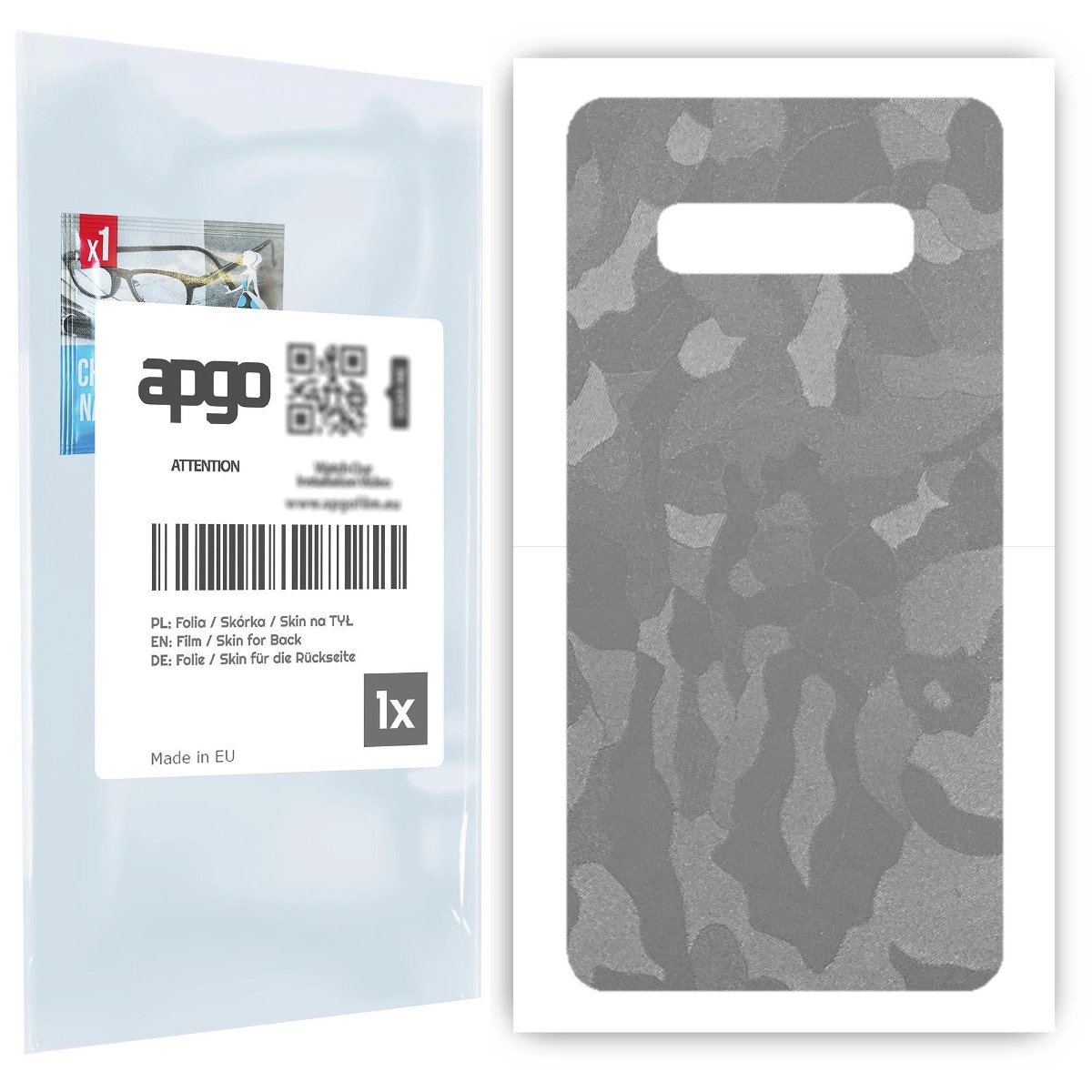 Folia naklejka skórka strukturalna na TYŁ do Samsung Galaxy S10+ -  Moro | Camo Srebrny - apgo SKINS