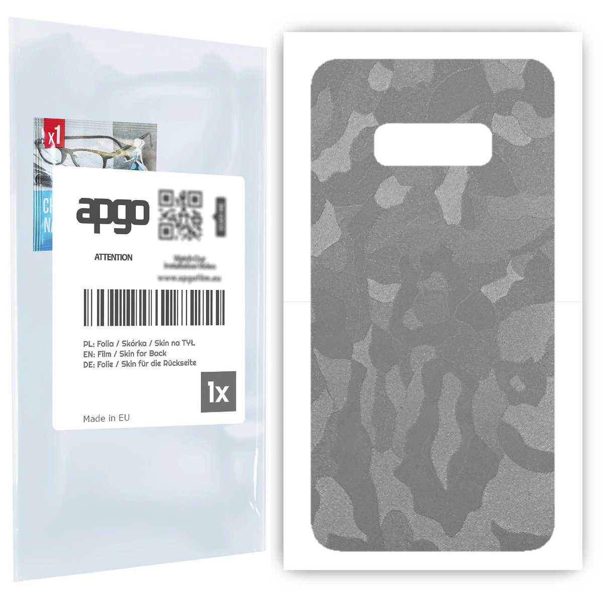 Folia naklejka skórka strukturalna na TYŁ do Samsung Galaxy S10e -  Moro | Camo Srebrny - apgo SKINS