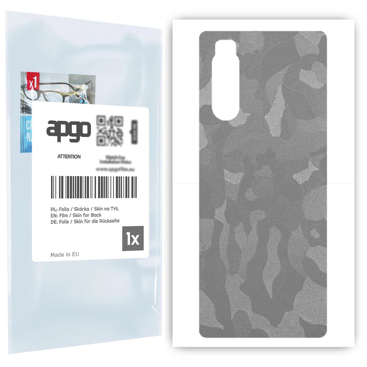 Folia naklejka skórka strukturalna na TYŁ do Sony Xperia 5 -  Moro | Camo Srebrny - apgo SKINS