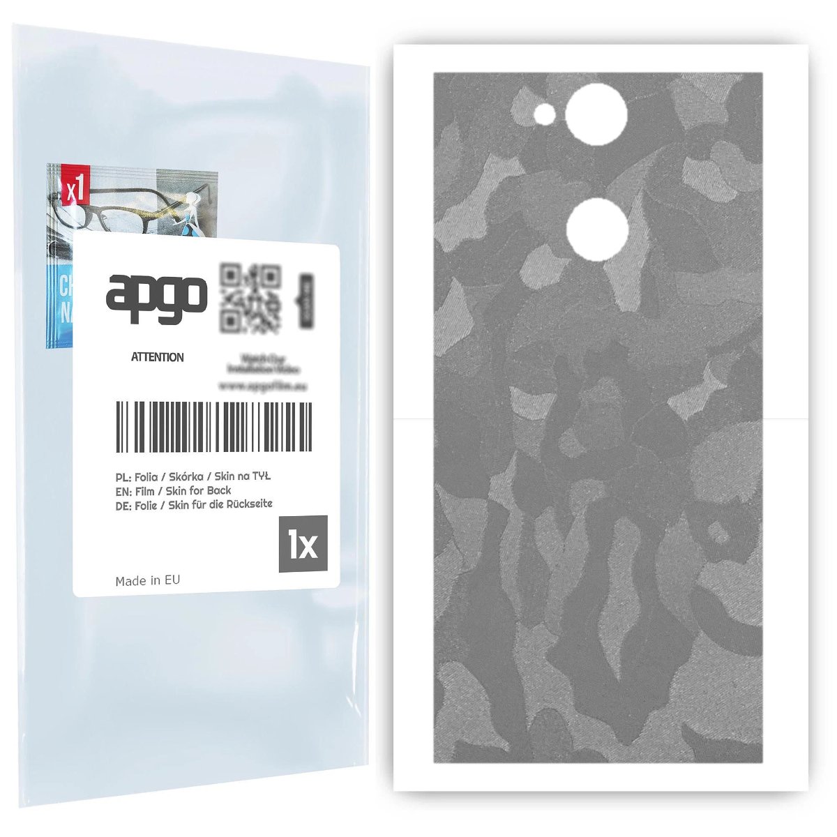 Folia naklejka skórka strukturalna na TYŁ do Sony Xperia XA2 -  Moro | Camo Srebrny - apgo SKINS