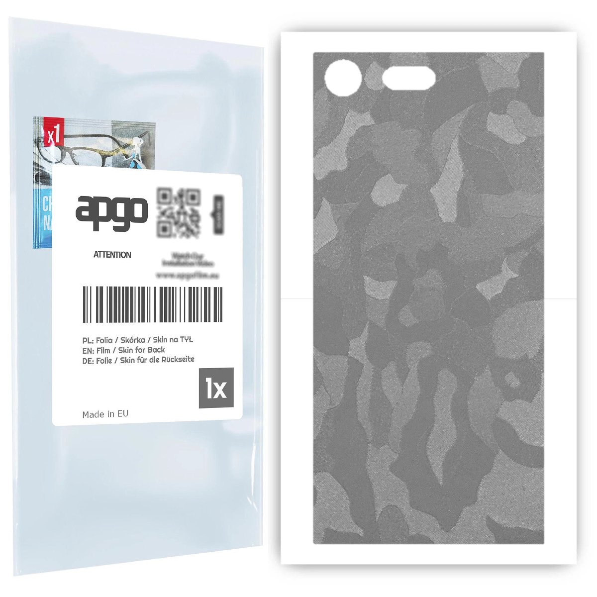 Folia naklejka skórka strukturalna na TYŁ do Sony Xperia XZ Premium -  Moro | Camo Srebrny - apgo SKINS