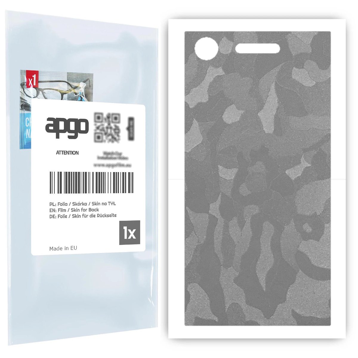 Folia naklejka skórka strukturalna na TYŁ do Sony Xperia XZ1 -  Moro | Camo Srebrny - apgo SKINS