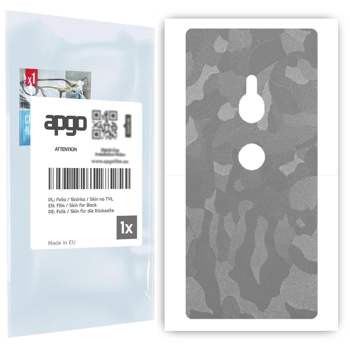 Folia naklejka skórka strukturalna na TYŁ do Sony Xperia XZ2 -  Moro | Camo Srebrny - apgo SKINS