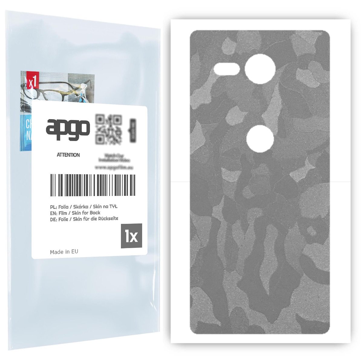 Folia naklejka skórka strukturalna na TYŁ do Sony Xperia XZ2 Compact -  Moro | Camo Srebrny - apgo SKINS