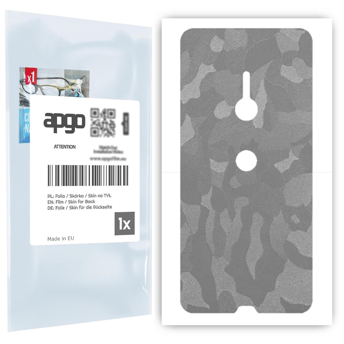 Folia naklejka skórka strukturalna na TYŁ do Sony Xperia XZ3 -  Moro | Camo Srebrny - apgo SKINS