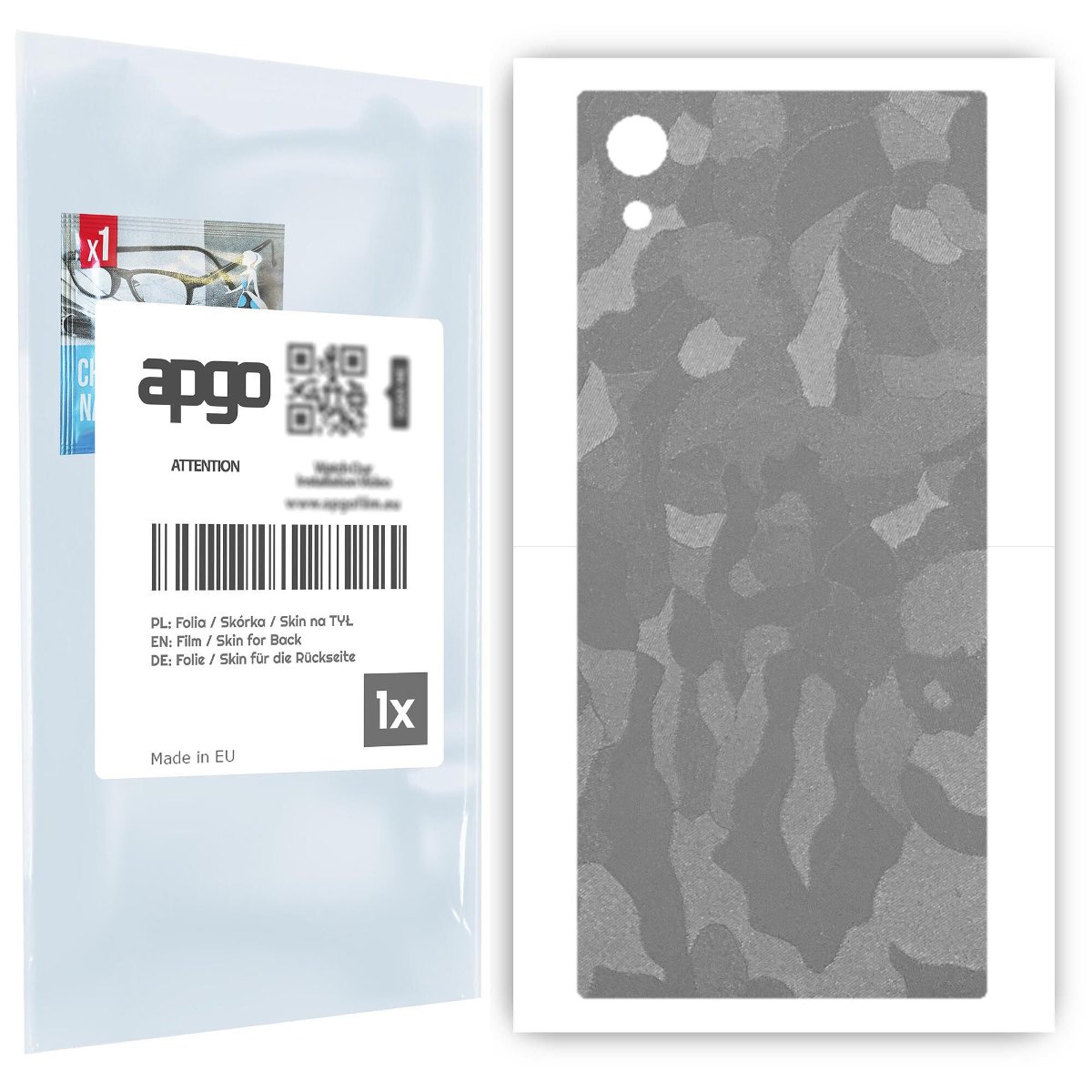 Folia naklejka skórka strukturalna na TYŁ do Sony Xperia XA1 -  Moro | Camo Srebrny - apgo SKINS