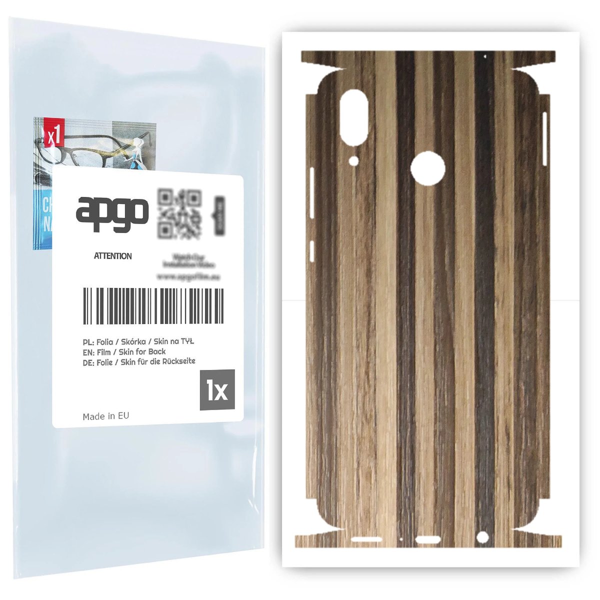 Folia naklejka skórka strukturalna na TYŁ+BOKI do Huawei nova 3 -  Drewno Paski Mix - apgo SKINS