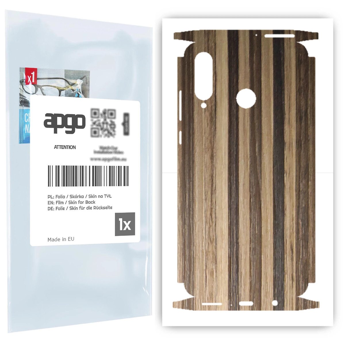 Folia naklejka skórka strukturalna na TYŁ+BOKI do Huawei P30 lite -  Drewno Paski Mix - apgo SKINS