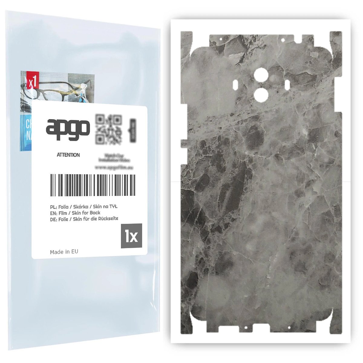 Folia naklejka skórka strukturalna na TYŁ+BOKI do Huawei Mate 10 -  Marmur Czarny - apgo SKINS