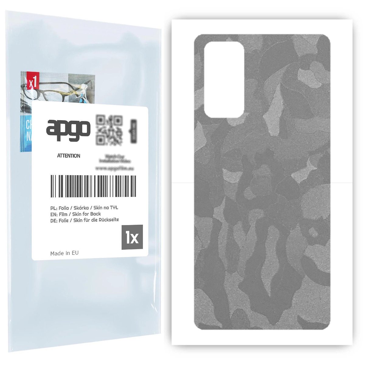Folia naklejka skórka strukturalna na TYŁ do Samsung Galaxy S20 FE -  Moro | Camo Srebrny - apgo SKINS