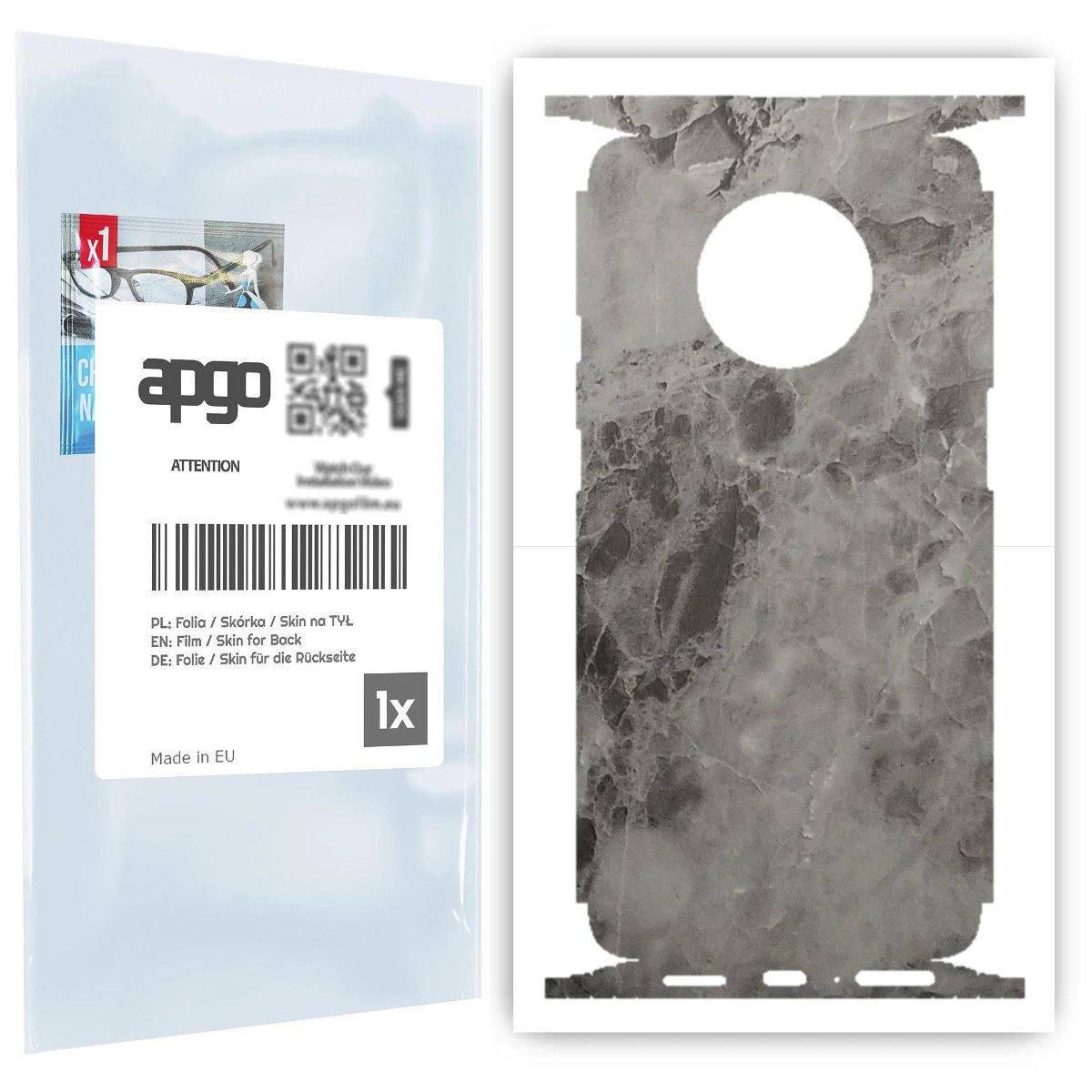 Folia naklejka skórka strukturalna na TYŁ+BOKI do OnePlus 7T -  Marmur Czarny - apgo SKINS
