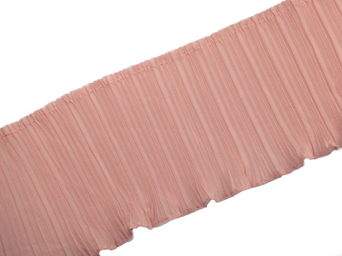 kufer-pasmanteria.pl Taśma elastyczna plisowana żorżeta 12 cm ( 1 mb ) Róż 6A6C-51427_20220331192813