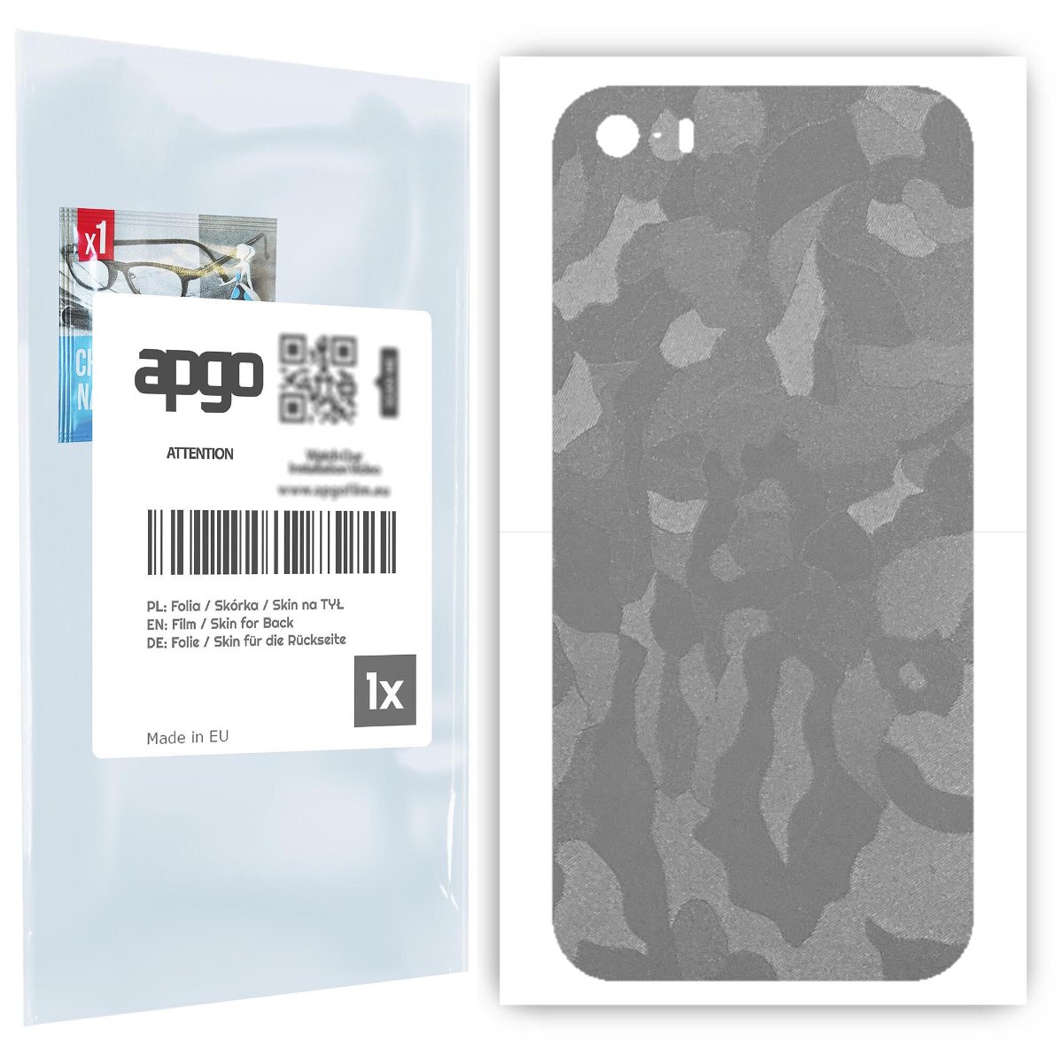 Folia naklejka skórka strukturalna na TYŁ do Apple iPhone 5 -  Moro | Camo Srebrny - apgo SKINS