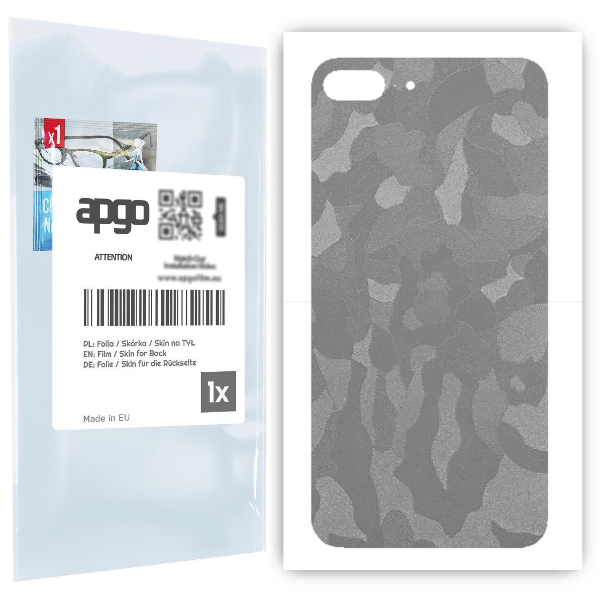 Folia naklejka skórka strukturalna na TYŁ do Apple iPhone 8 Plus -  Moro | Camo Srebrny - apgo SKINS
