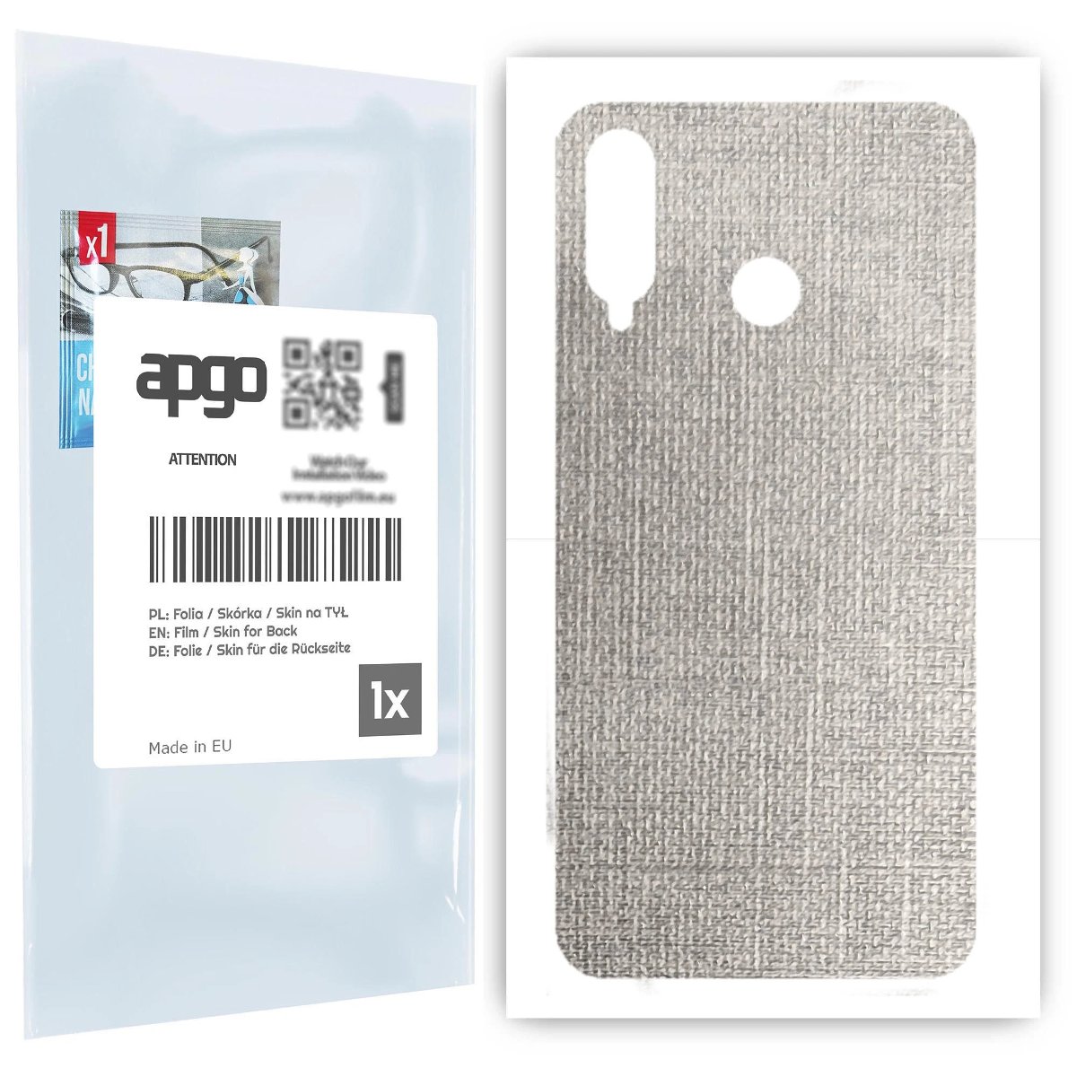 Folia naklejka skórka strukturalna na TYŁ do Huawei P30 lite -  Tkanina Denim Szary - apgo SKINS