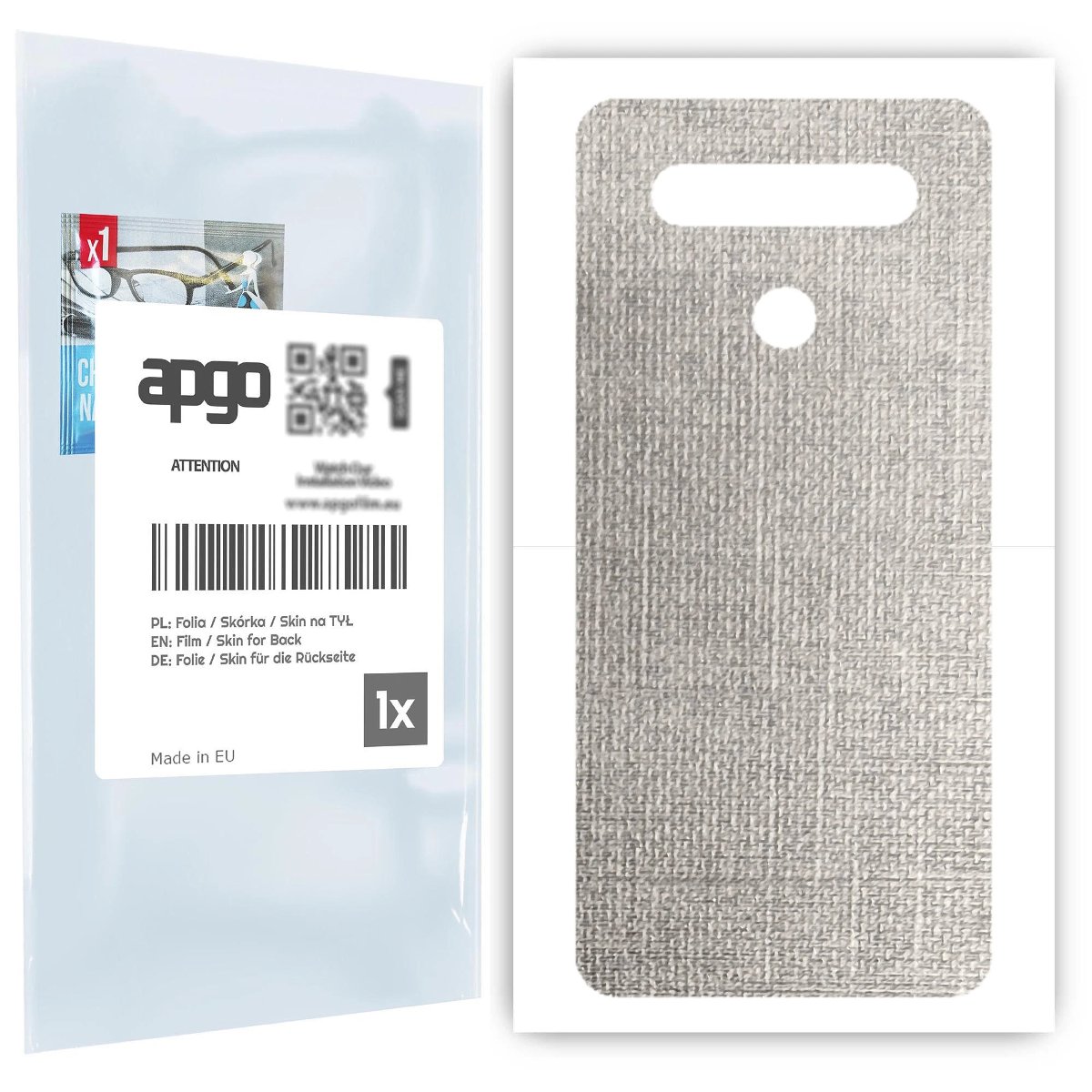 Folia naklejka skórka strukturalna na TYŁ do LG K51S -  Tkanina Denim Szary - apgo SKINS