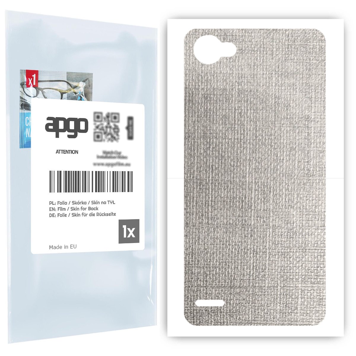 Folia naklejka skórka strukturalna na TYŁ do LG Q6 -  Tkanina Denim Szary - apgo SKINS