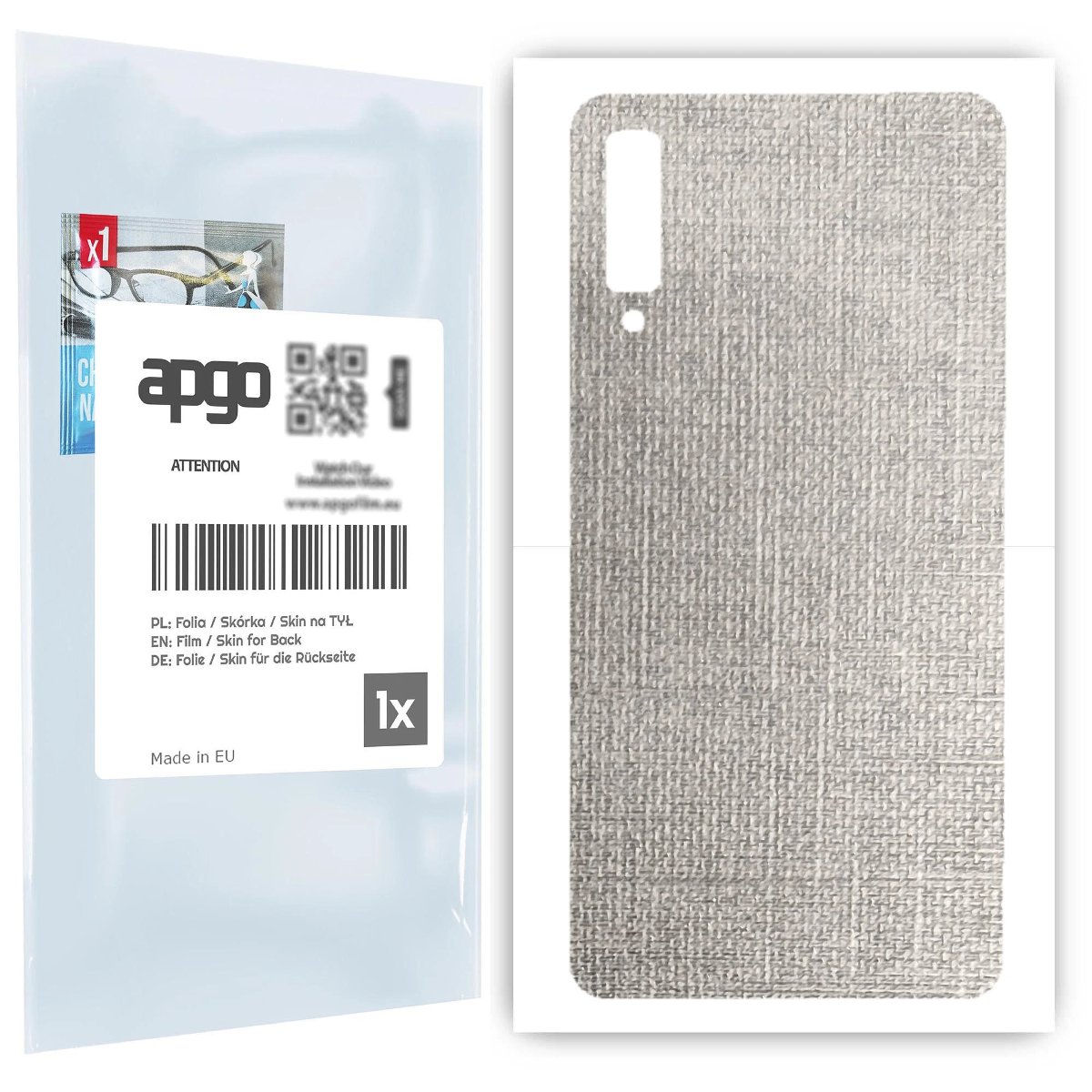 Folia naklejka skórka strukturalna na TYŁ do Samsung Galaxy A7 (2018) -  Tkanina Denim Szary - apgo SKINS