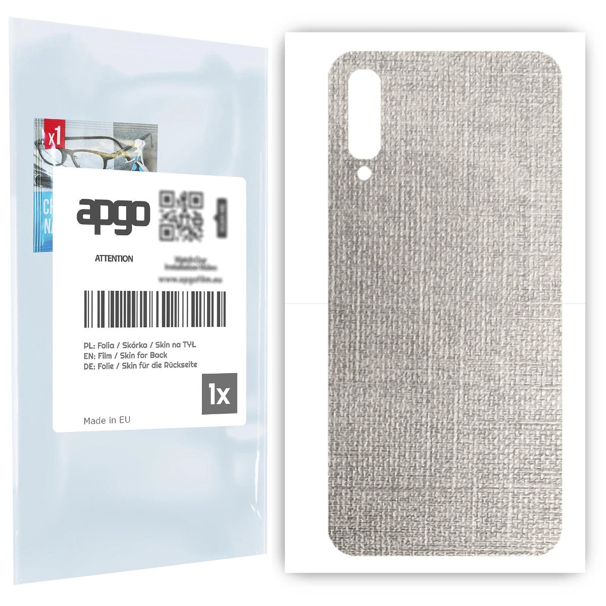 Folia naklejka skórka strukturalna na TYŁ do Samsung Galaxy A70 -  Tkanina Denim Szary - apgo SKINS