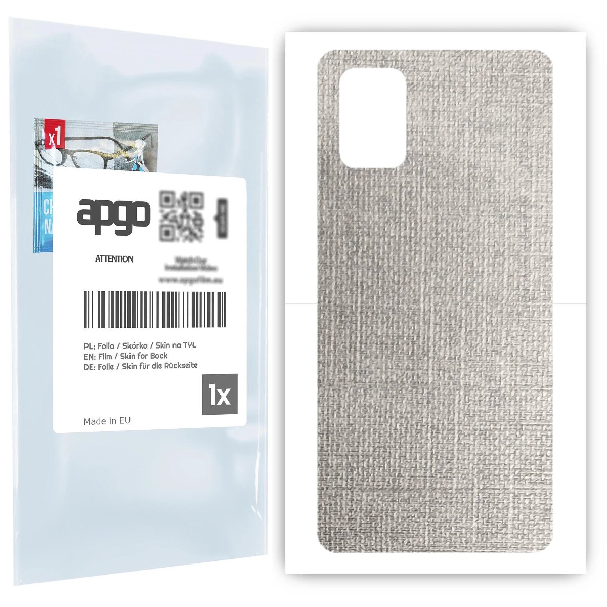 Folia naklejka skórka strukturalna na TYŁ do Samsung Galaxy A71 -  Tkanina Denim Szary - apgo SKINS