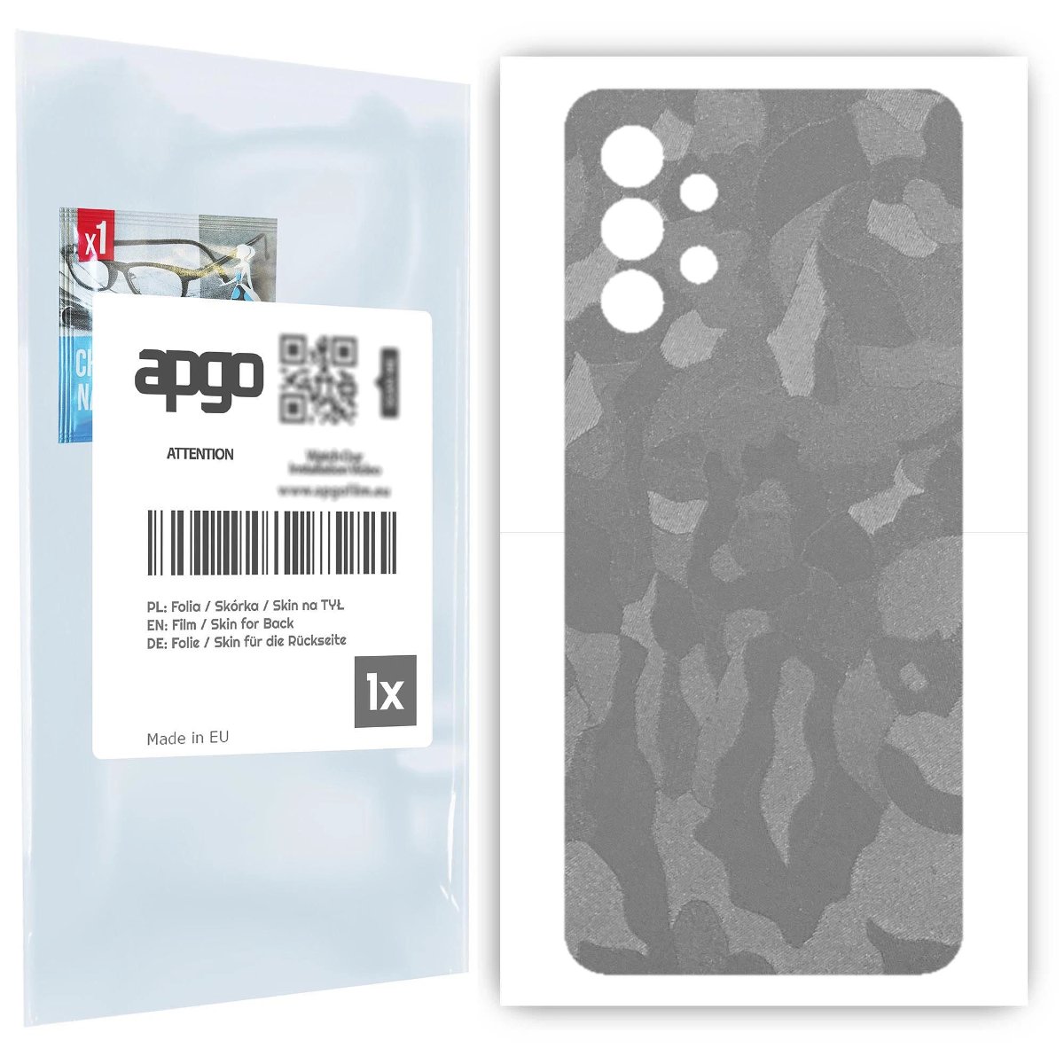 Folia naklejka skórka strukturalna na TYŁ do Samsung Galaxy A32 4G -  Moro | Camo Srebrny - apgo SKINS