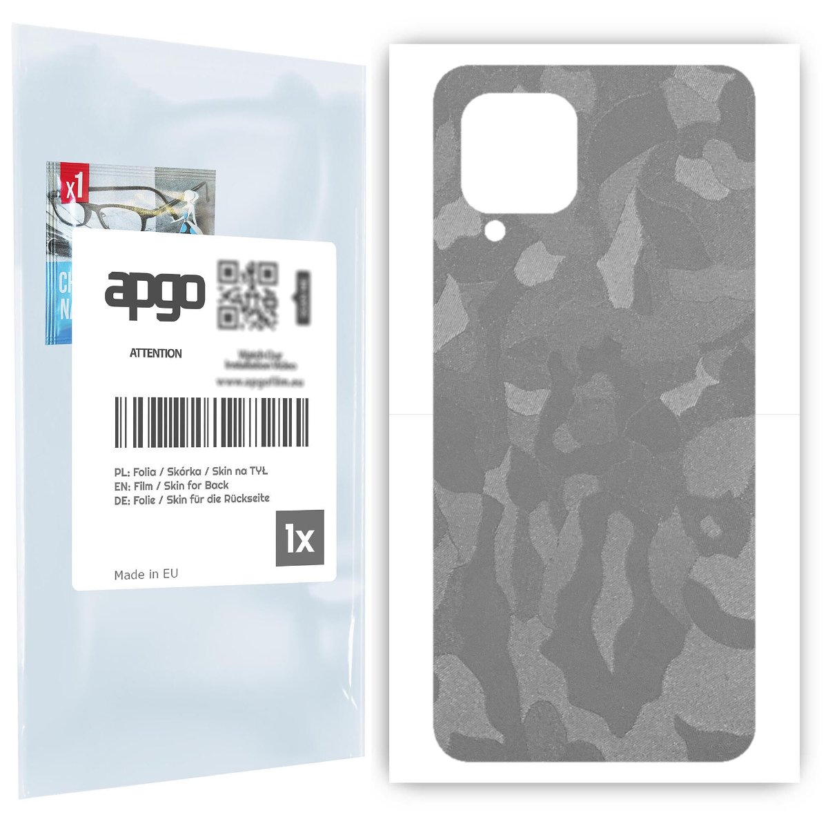 Folia naklejka skórka strukturalna na TYŁ do Samsung Galaxy M22 -  Moro | Camo Srebrny - apgo SKINS