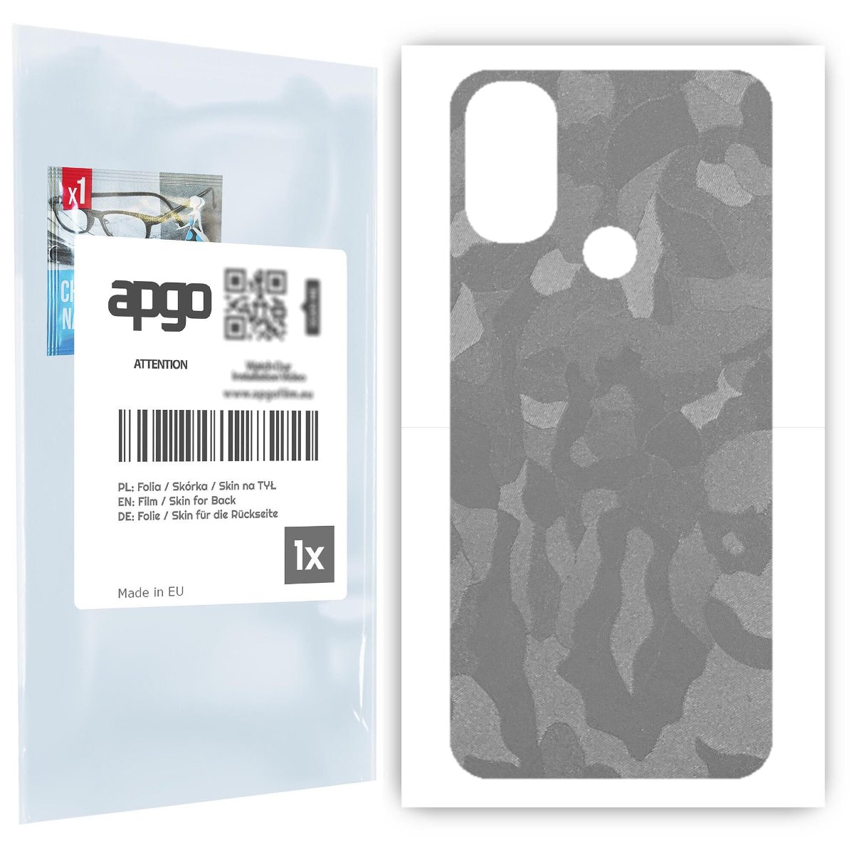 Folia naklejka skórka strukturalna na TYŁ do Motorola Moto E40 -  Moro | Camo Srebrny - apgo SKINS