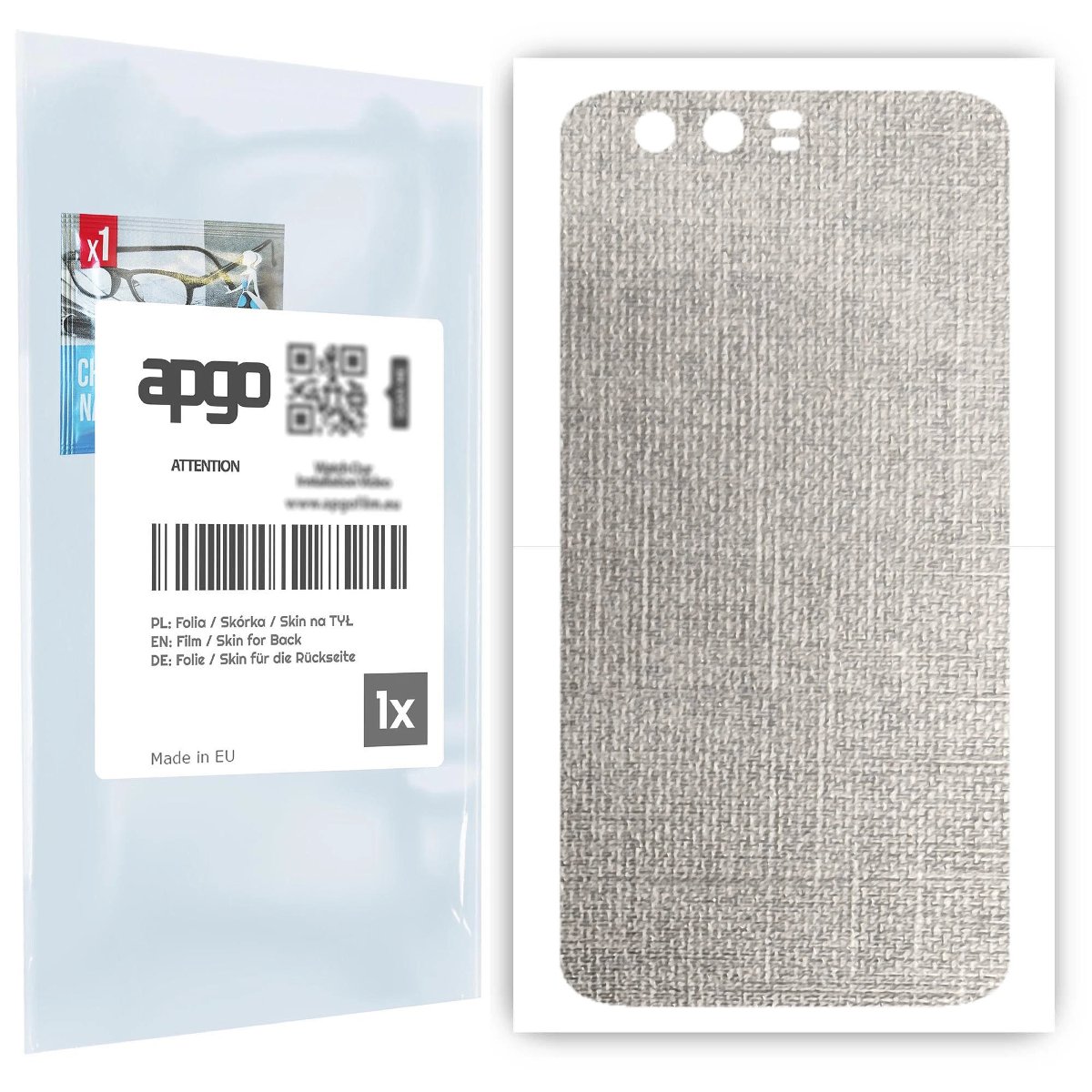 Folia naklejka skórka strukturalna na TYŁ do Honor 9 -  Tkanina Denim Szary - apgo SKINS