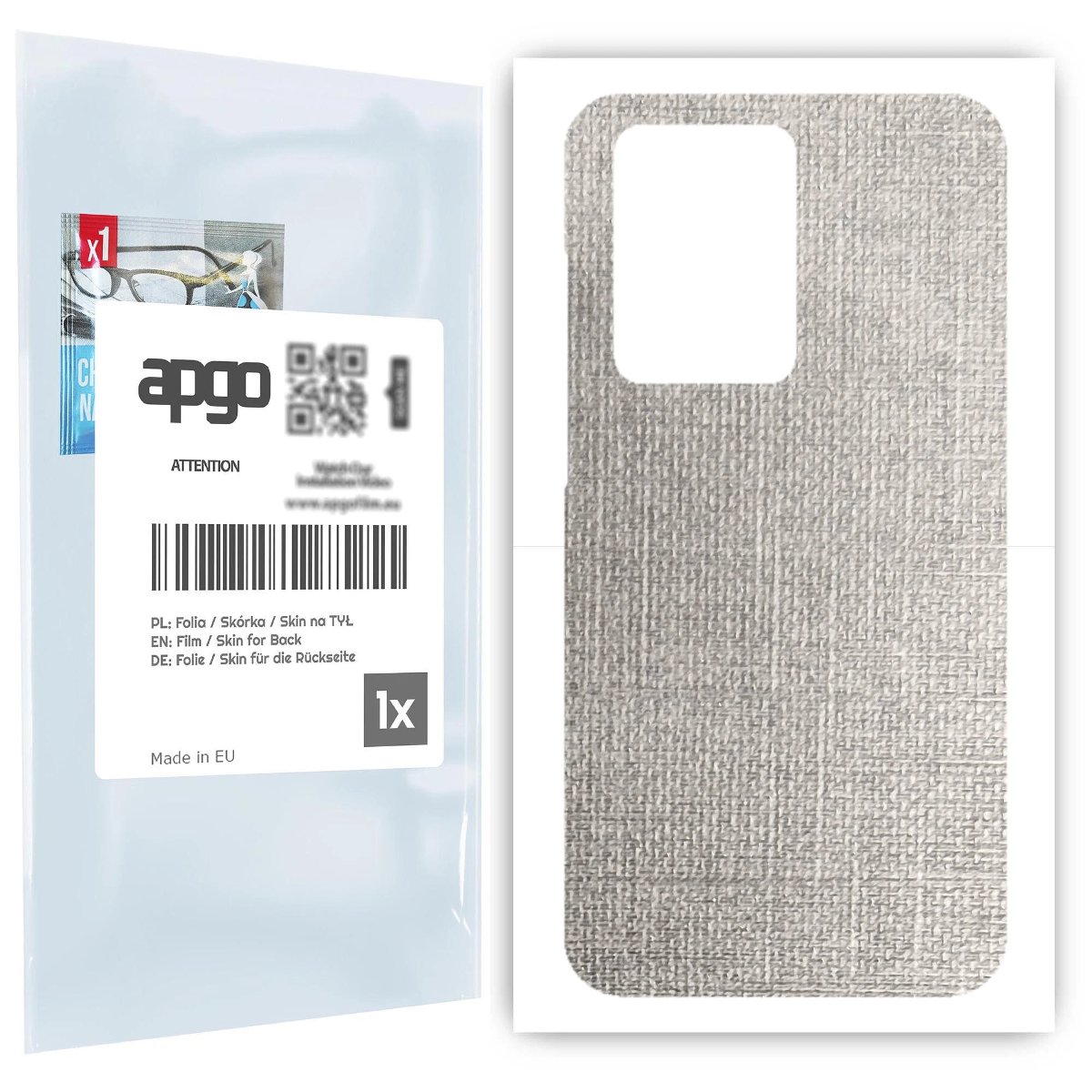 Folia naklejka skórka strukturalna na TYŁ do Samsung Galaxy S20+ 5G -  Tkanina Denim Szary - apgo SKINS