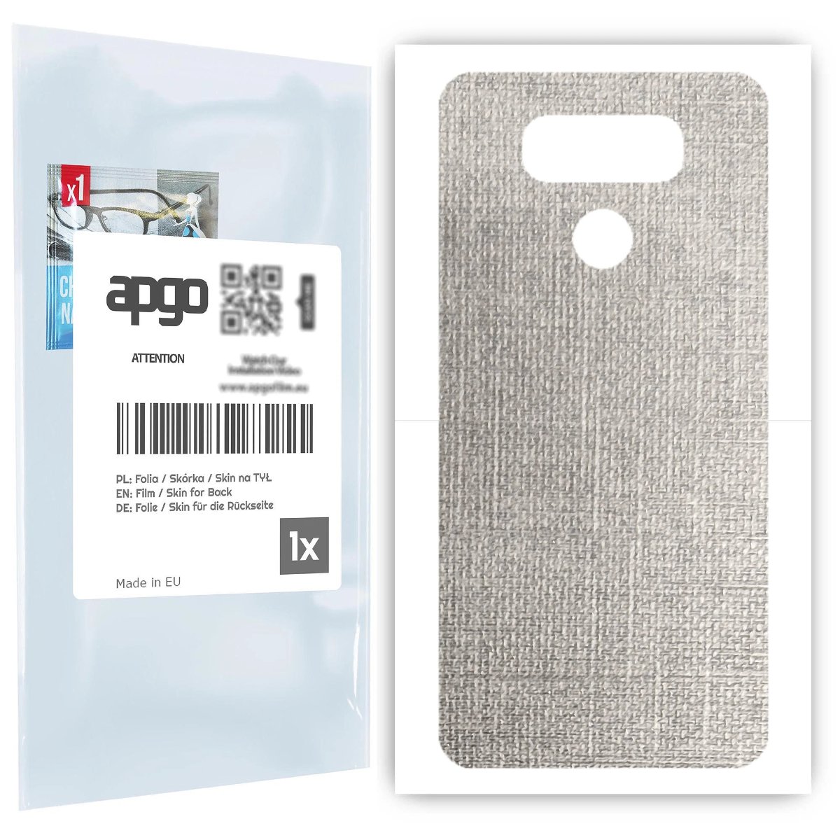 Folia naklejka skórka strukturalna na TYŁ do LG G6 -  Tkanina Denim Szary - apgo SKINS