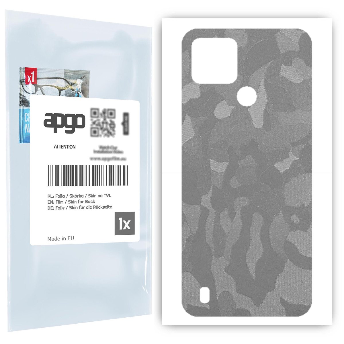 Folia naklejka skórka strukturalna na TYŁ do Realme C21Y -  Moro | Camo Srebrny - apgo SKINS